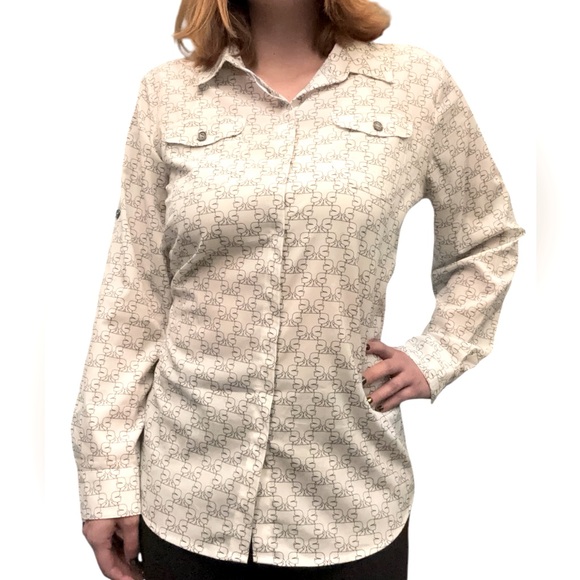 Karl Lagerfeld Paris Printed Button Front Blouse XL - Picture 2 of 9